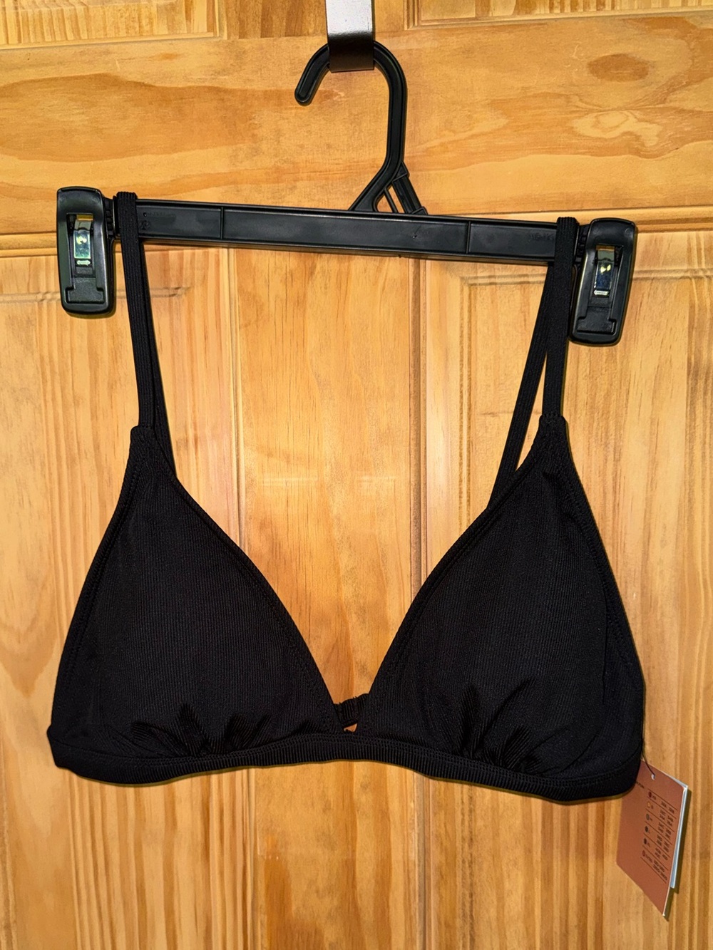 Shade & Shore Black Ribbed Bikini Top
